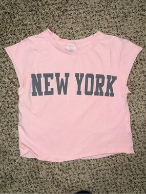 Bloom + Pop Light Pink & Gray ‘New York’ Cropped Muscle Tee